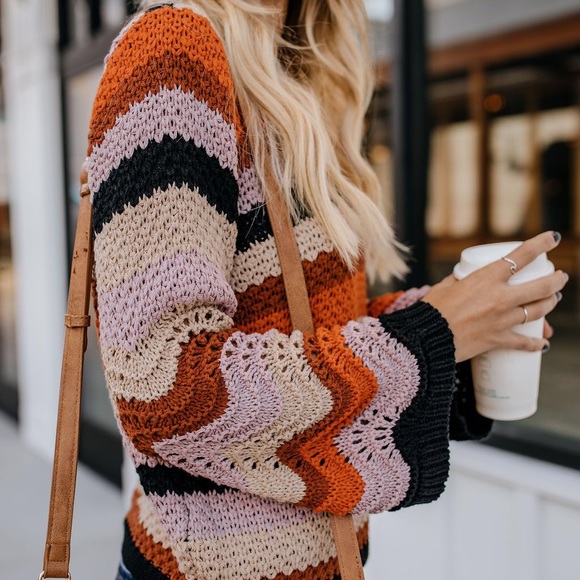 Vici Sweaters - Baltimore Striped Knit Sweater Vici